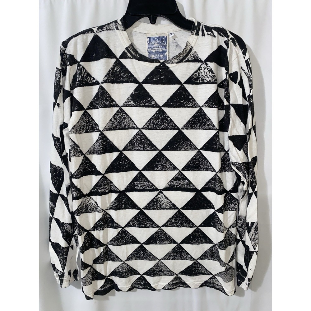 Jungmaven Black and White Geometric Long Sleeve Tee